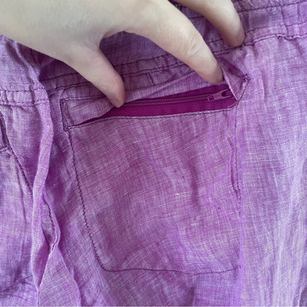 Toad & Co Flip Top Lithe Linen Pants Purple 4 - Picture 7 of 16